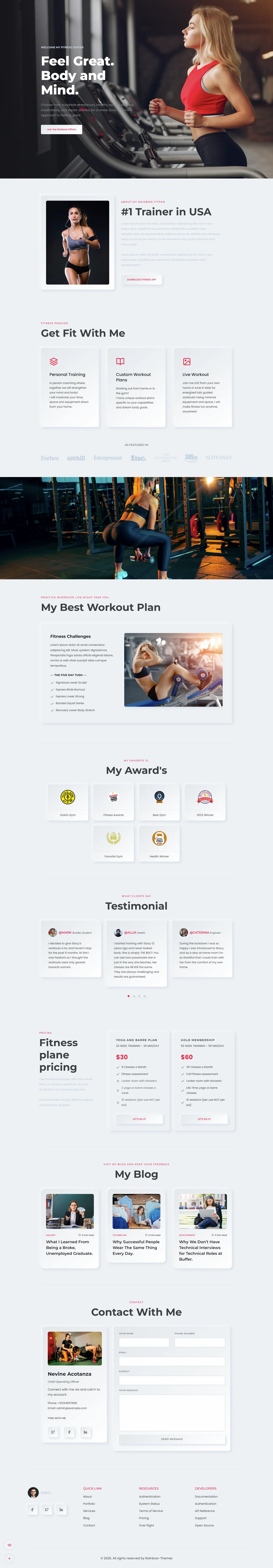 My Rainbow Fitfam – Personal Trainer Website